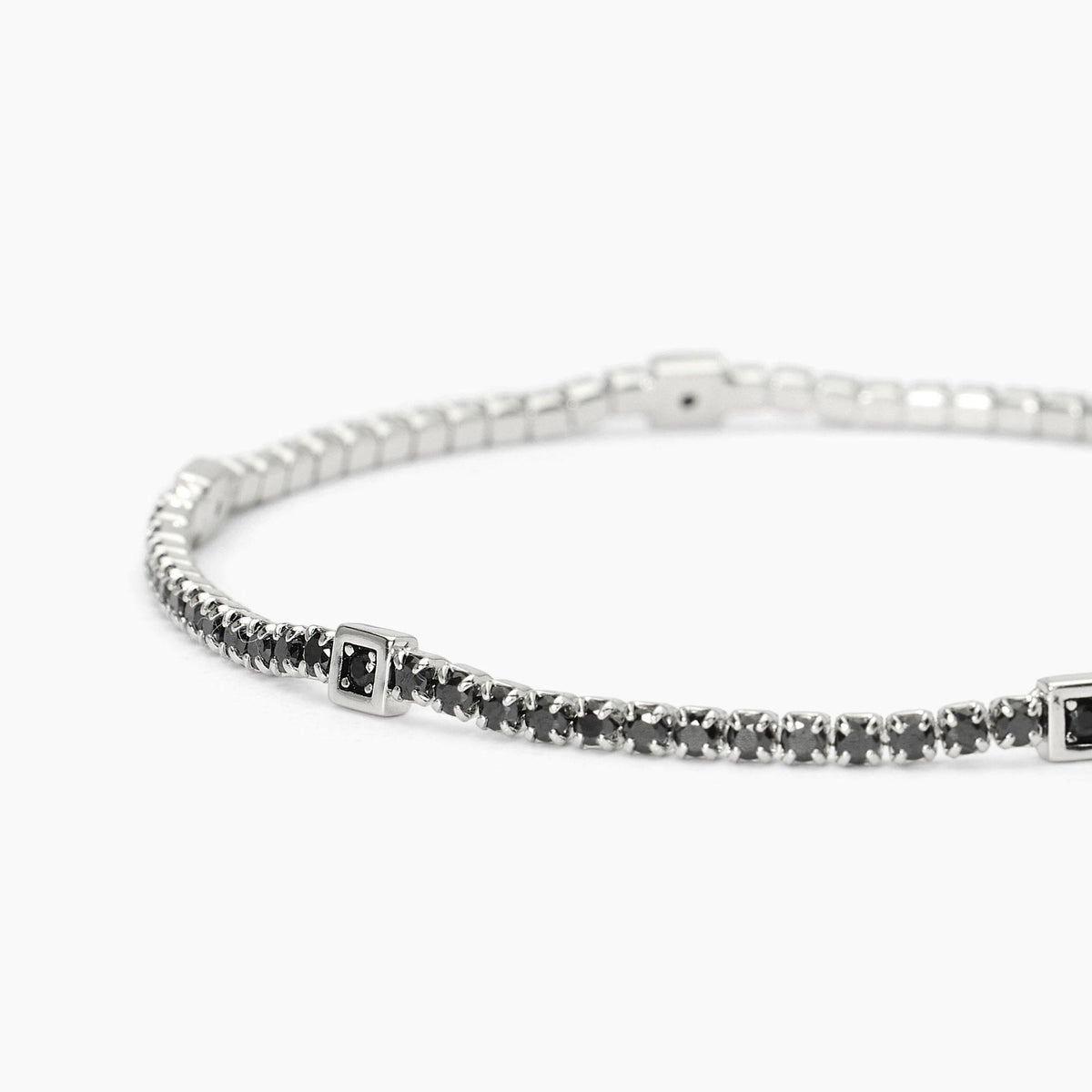 Bracciale Tennis Mabina Uomo in Argeno e Zirconi Neri