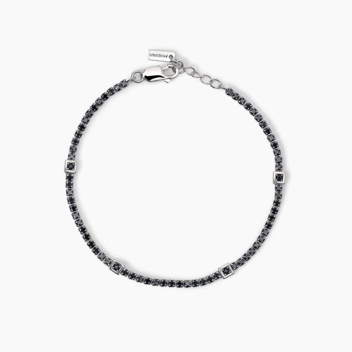 Bracciale Tennis Mabina Uomo in Argeno e Zirconi Neri
