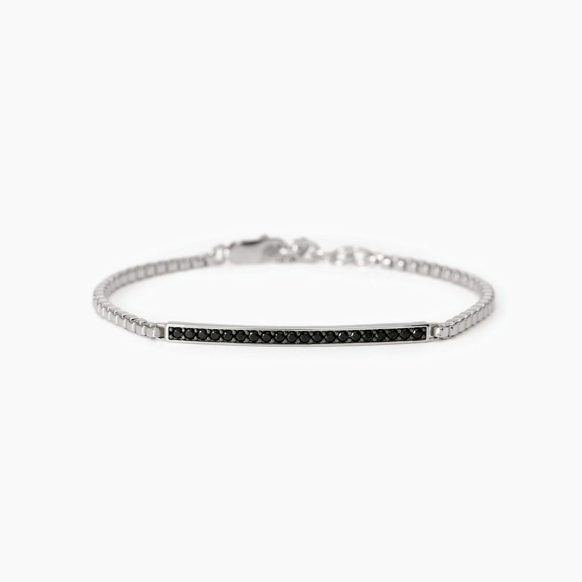 Bracciale Uomo Mabina in Argento e Zirconi Neri