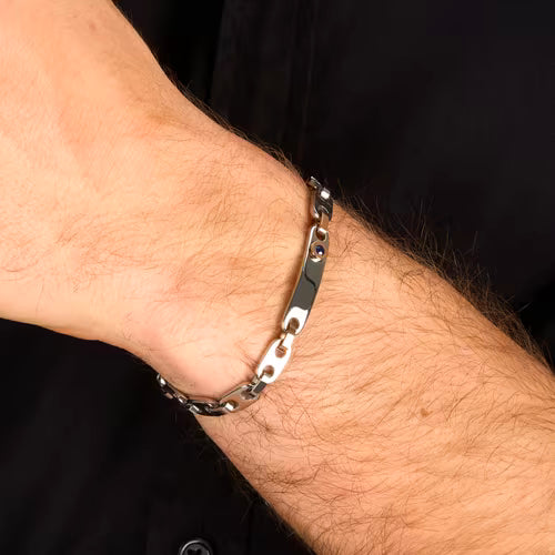 Bracciale Uomo Morellato Motown in Acciaio e Zircone Blu