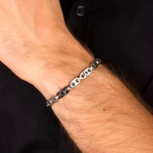 Bracciale Uomo Morellato Motown in Acciaio e Zirconi Neri