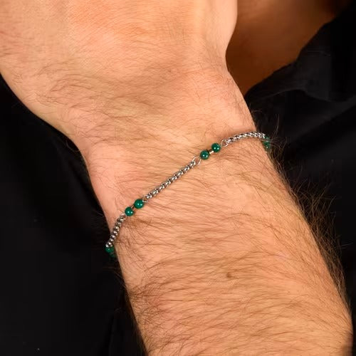 Bracciale Uomo Morellato Terra in Acciaio e Quarzo Verde