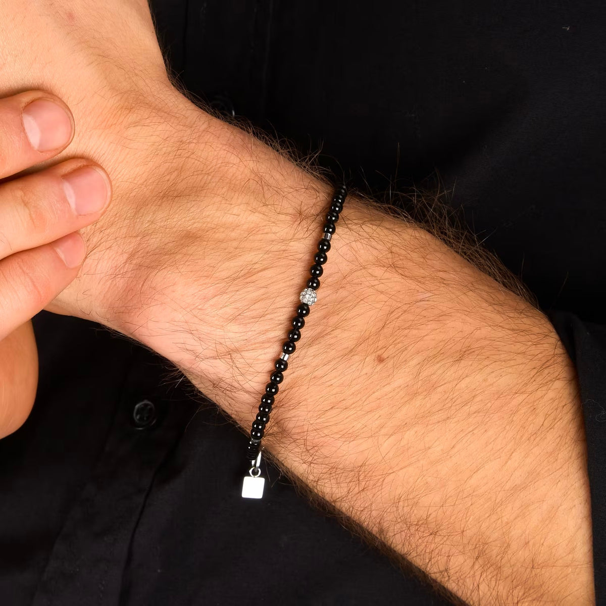 Bracciale Uomo Morellato Terra in Acciaio e Onice Nero