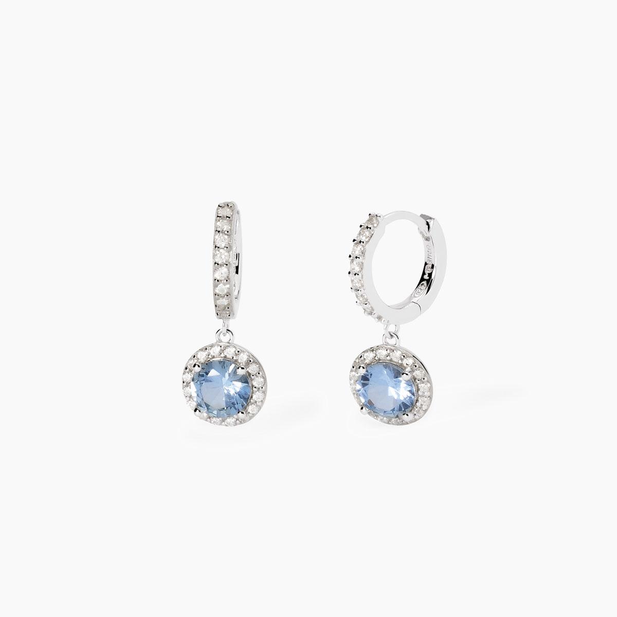 Orecchini a Cerchio con Pendente Mabina in Argento e Zirconi