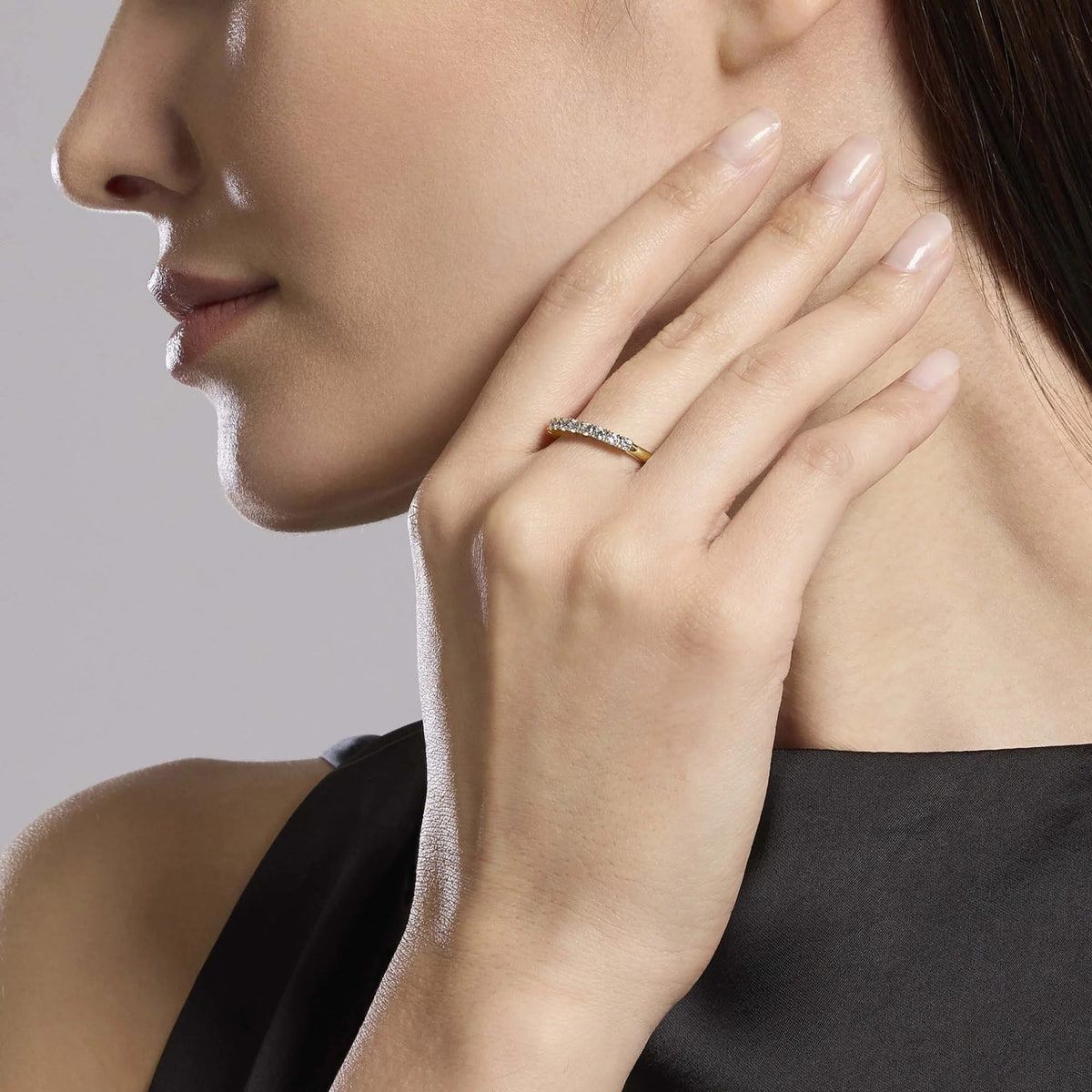 Anello Veretta a 7 Mabina in Argento Dorato e Zirconi