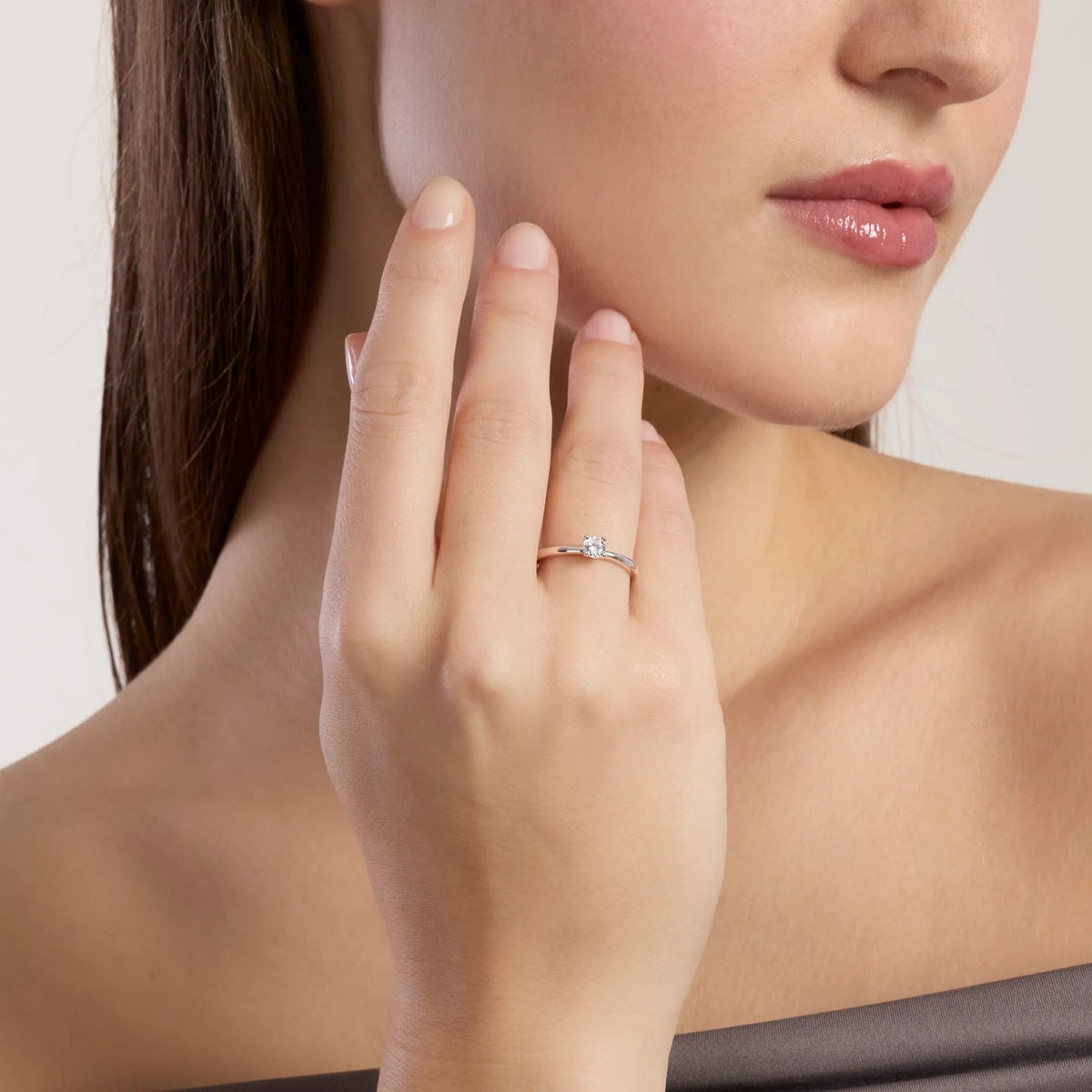 Anello Solitario Mabina My Diamond in Argento e Diamante Lab-grown Ct.0.25