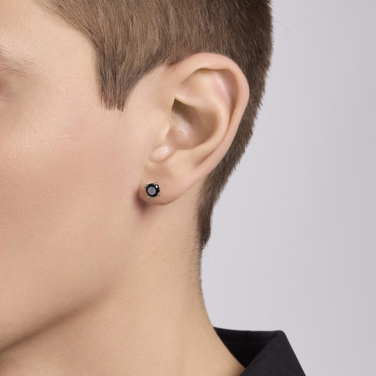 Mono Orecchino Mabina Uomo in Argento e Zircone Nero