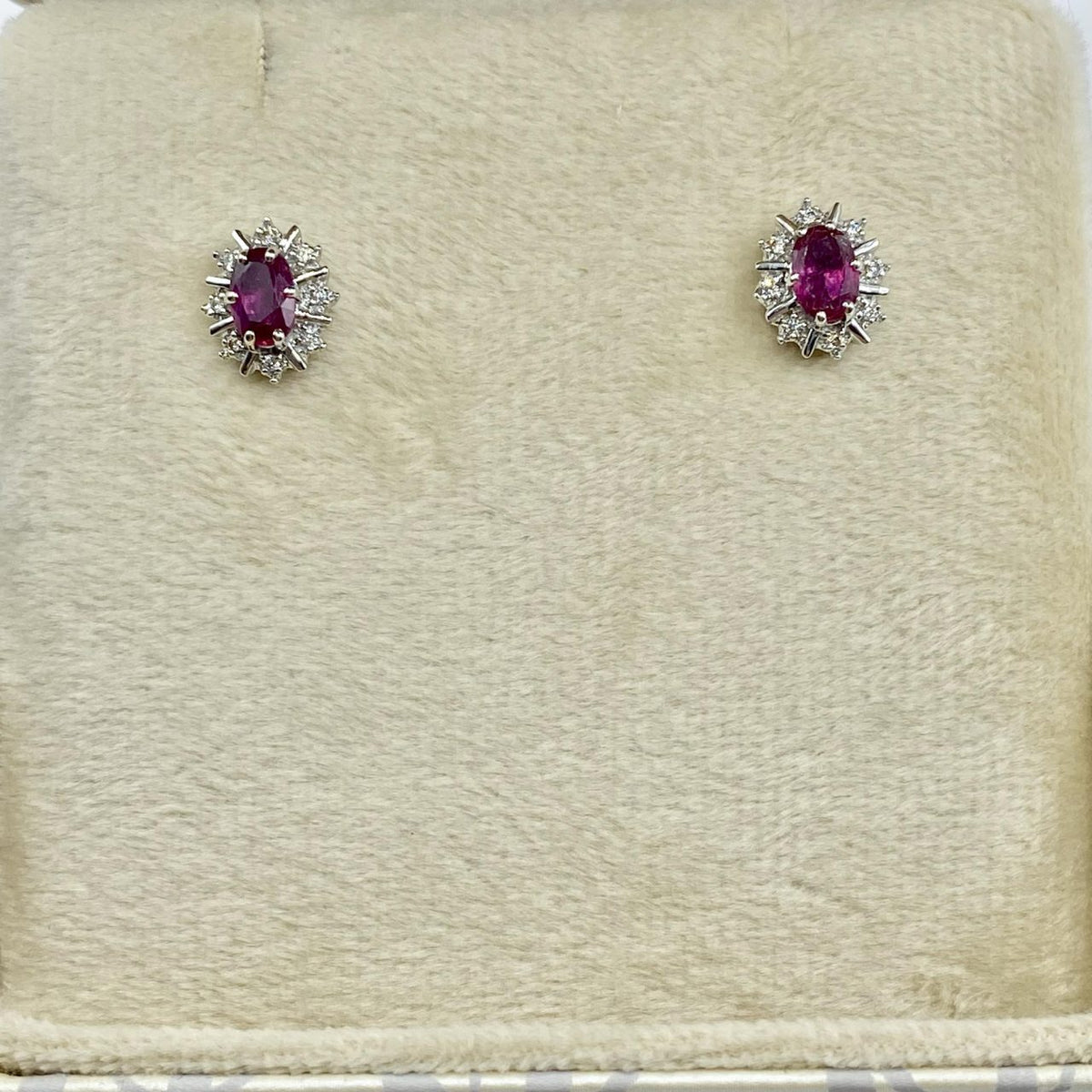 Orecchini Donna Oro 18KT con Rubini Ct. 1.10 e Diamanti