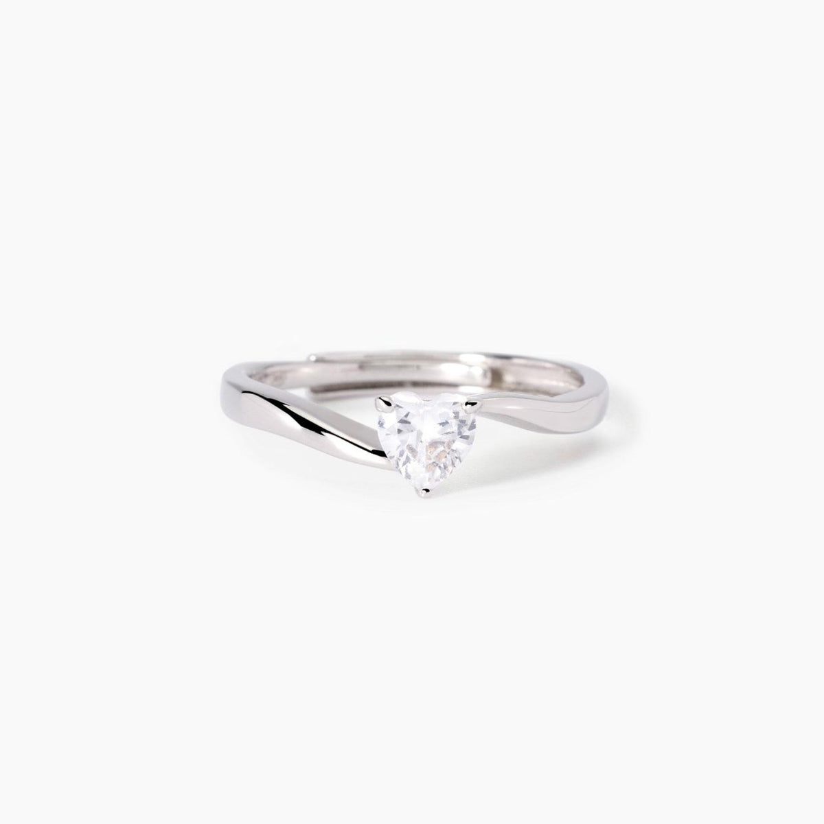 Anello Solitario a Cuore Mabina in Argento e Zircone