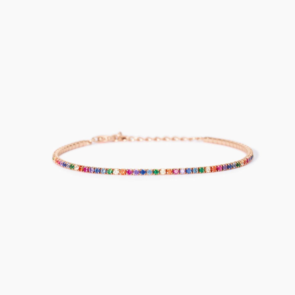 Bracciale Tennis Mabina in Argento Rosè e Zirconi Rainbow