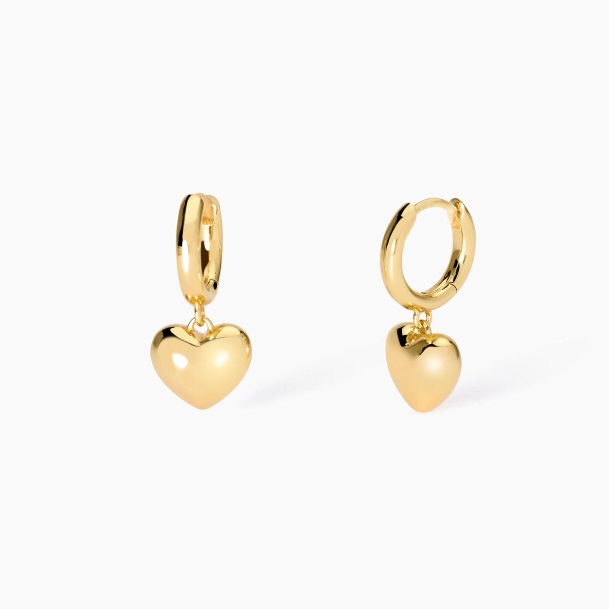 Orecchini a Cerchio Mabina in Argento Dorato con Cuore Pendente