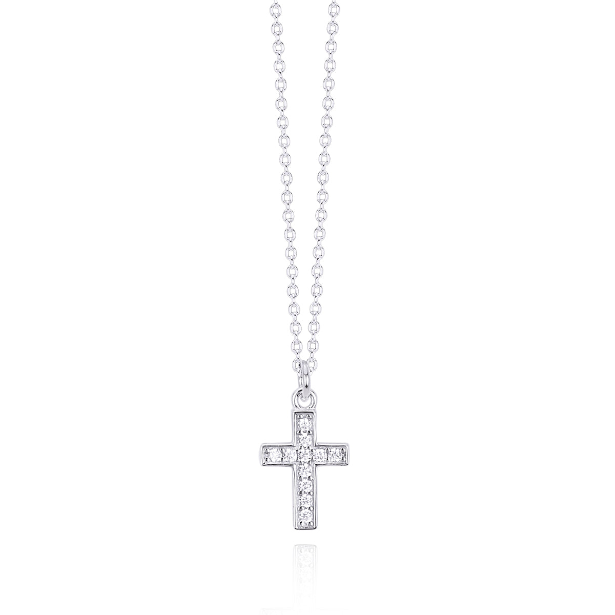 Collana Donna Mabina con Croce in Argento e Zirconi