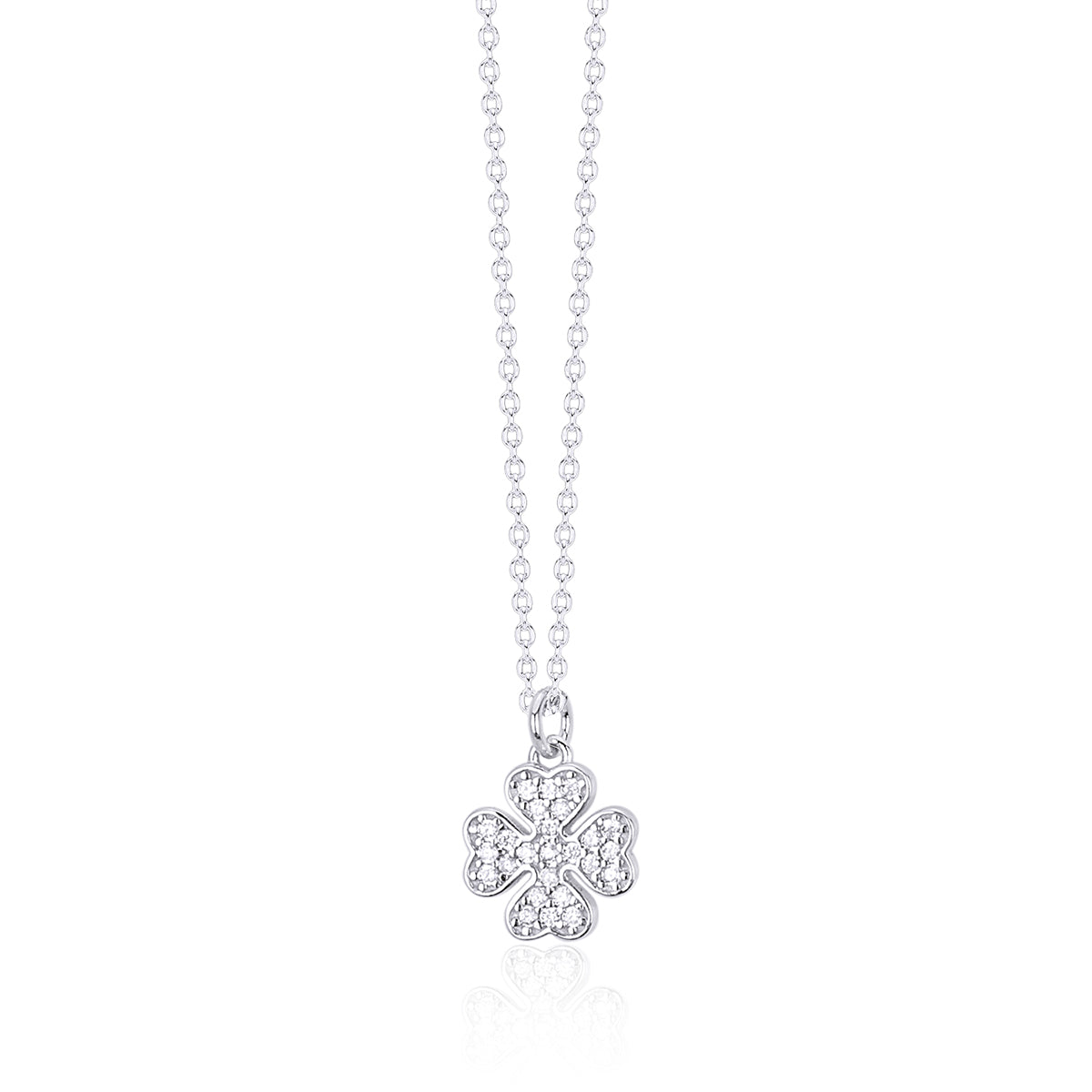 Collana Donna Mabina con Quadrifoglio in Argento e Zirconi