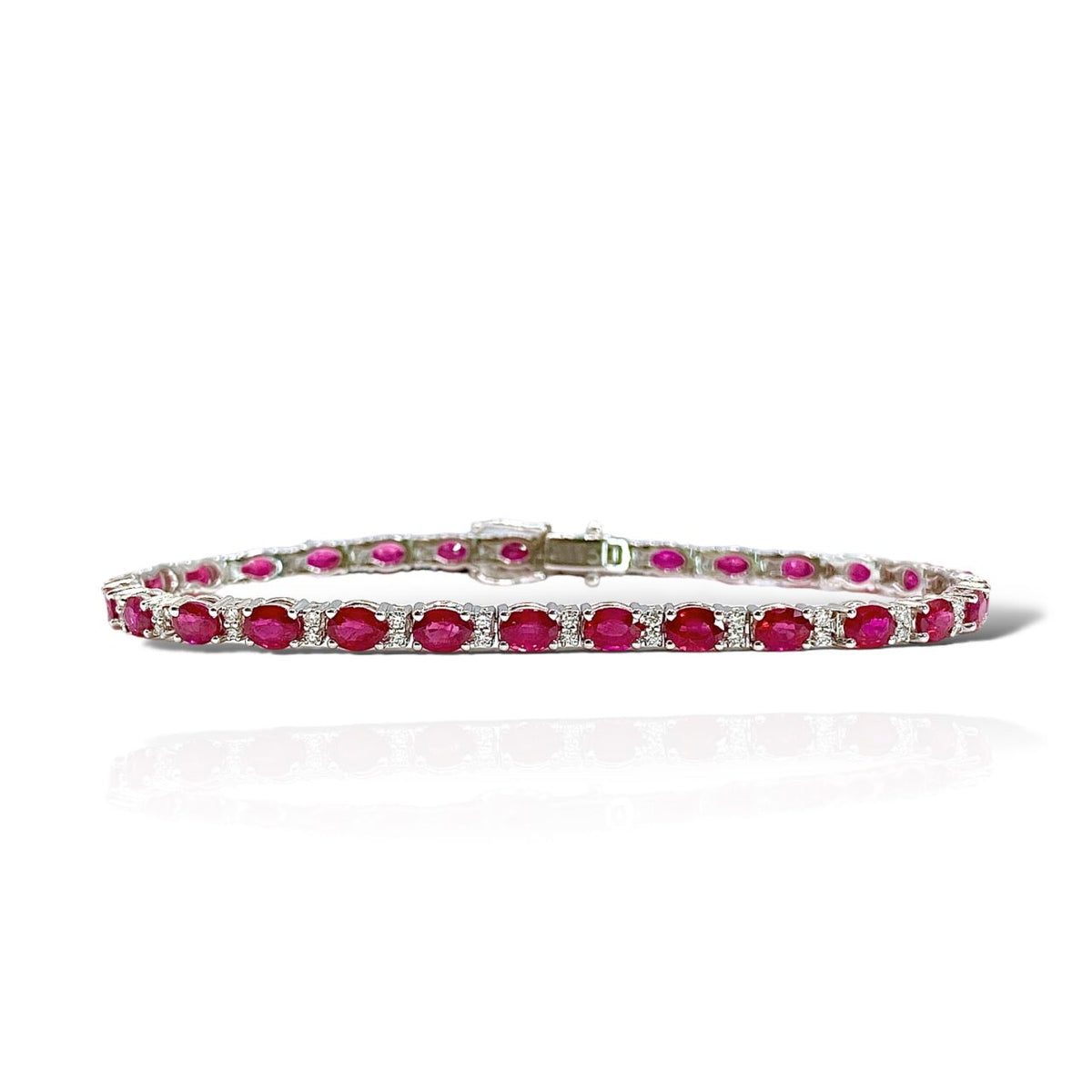Bracciale Tennis Crivelli in Oro 18KT con Rubini Ct. 6,35 e Diamanti