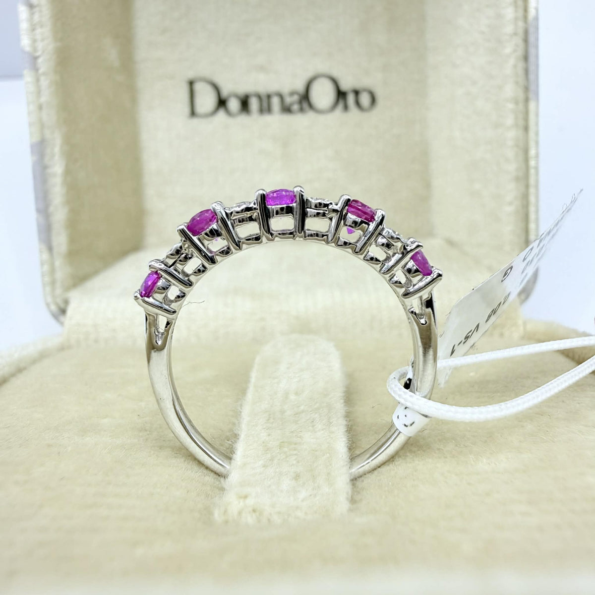 Anello Veretta Donna Oro 18KT con Rubini Ct 0.50 e Diamanti