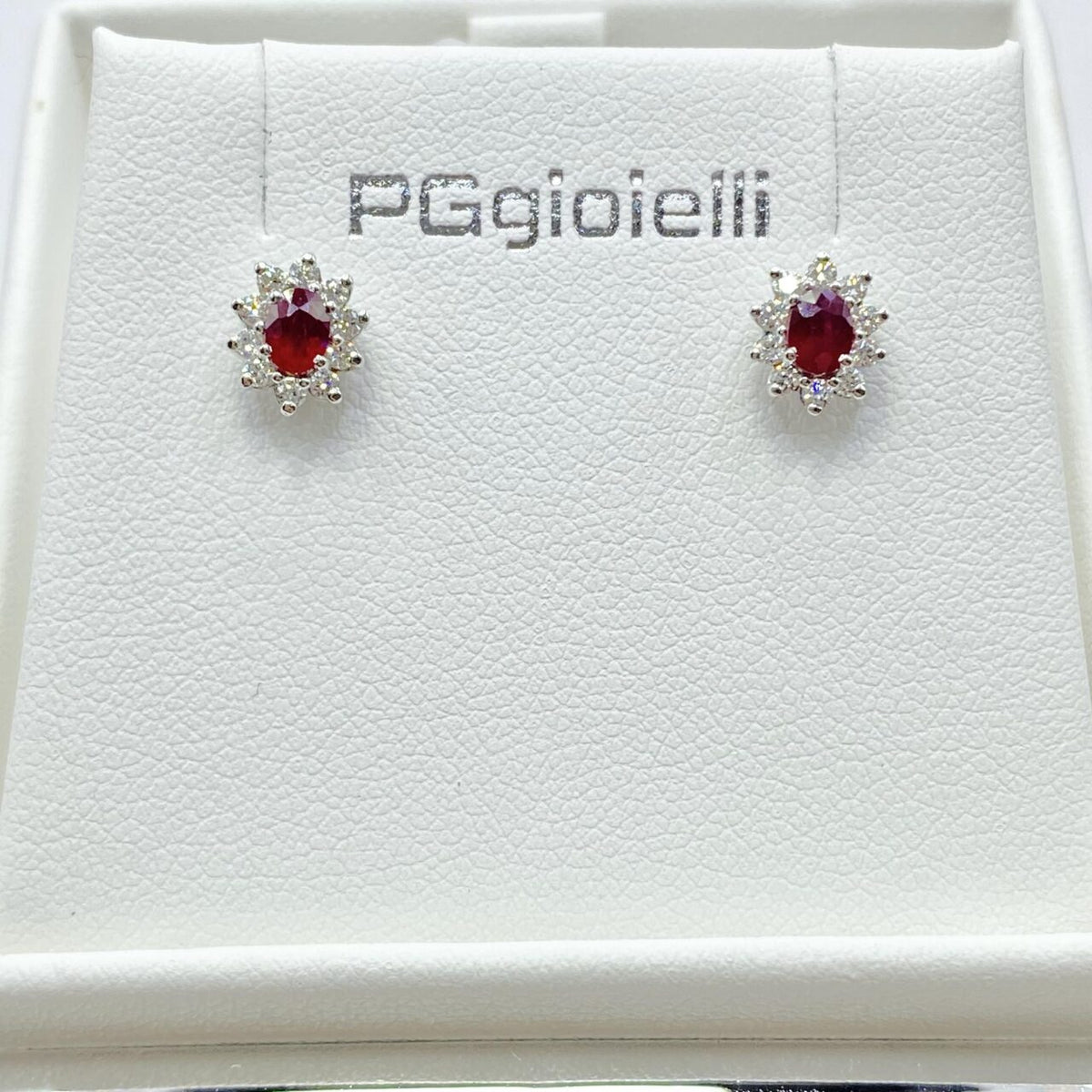 Orecchini Donna Pg Gioielli con Diamanti e Rubini Ct. 0,38
