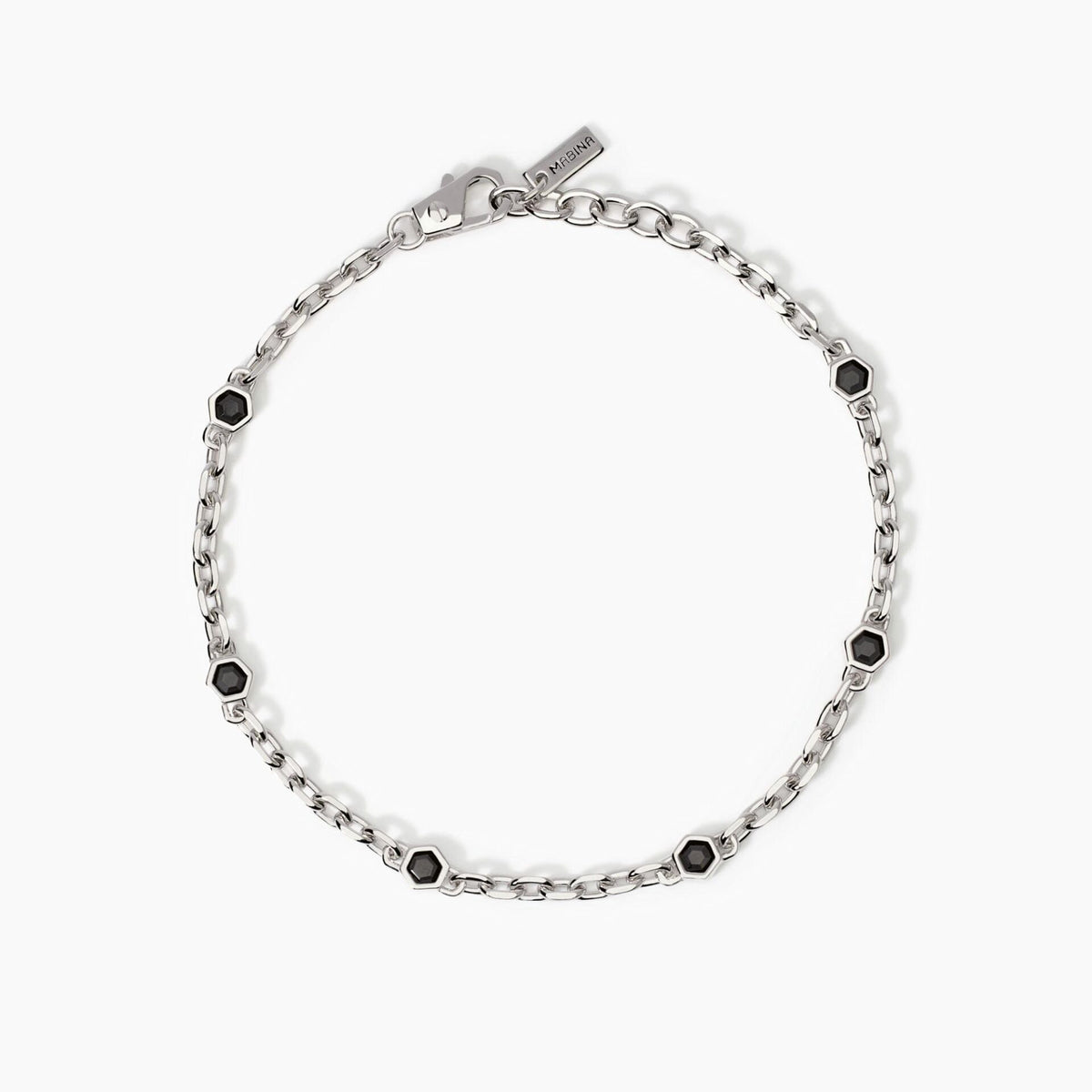 Bracciale Uomo Mabina in Argento e Zirconi Neri