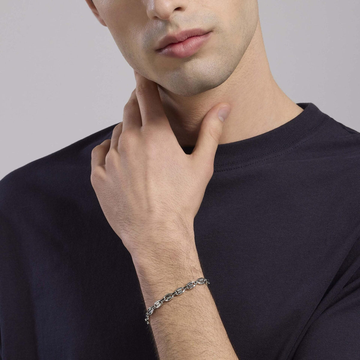 Bracciale Uomo Mabina in Argento e Zirconi Neri