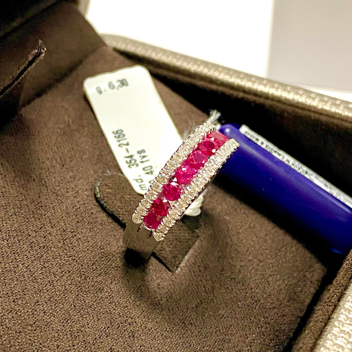 Anello Donna Veretta Crivelli con Rubini Ct. 1,19 e Diamanti