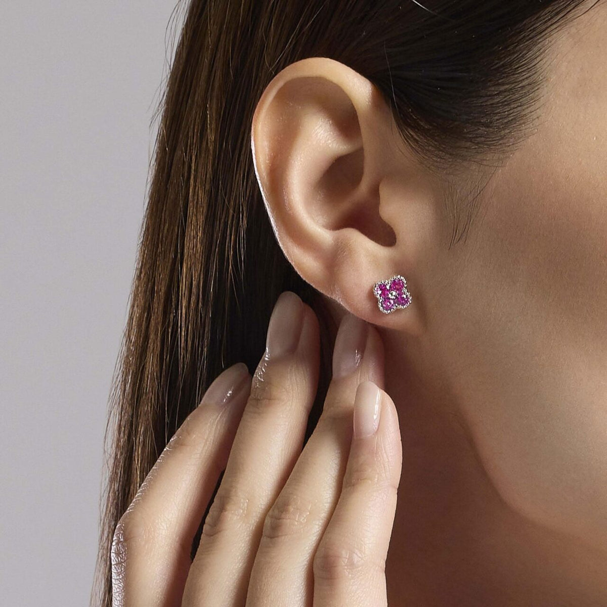 Orecchini Donna Mabina in Argento e Tormalina Rosa Sintetica