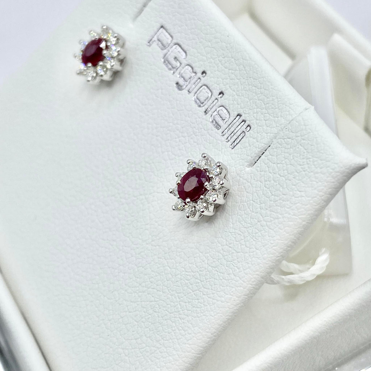 Orecchini Donna Pg Gioielli con Diamanti e Rubini Ct. 0,38