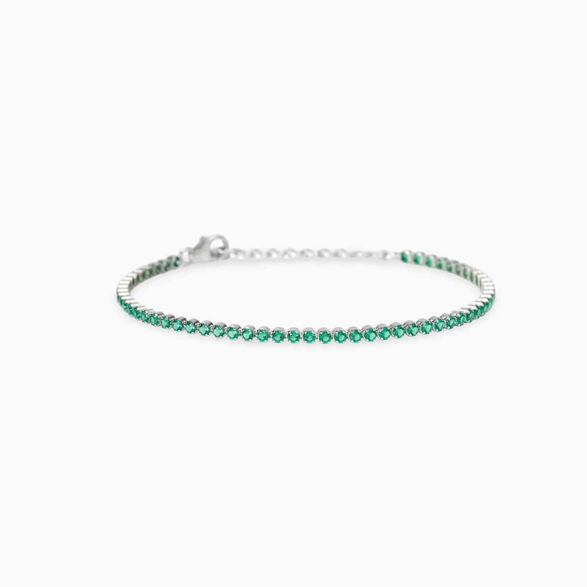 Bracciale Tennis Donna Mabina in Argento e Zirconi Verdi