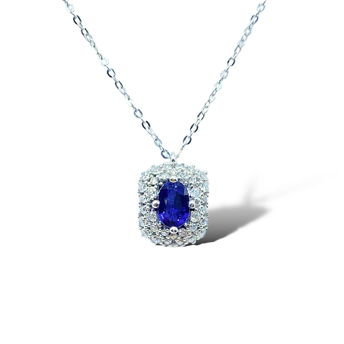 Collana Comete in Oro 18KT 18KT con Zaffiro Ct. 0,61 e Diamanti