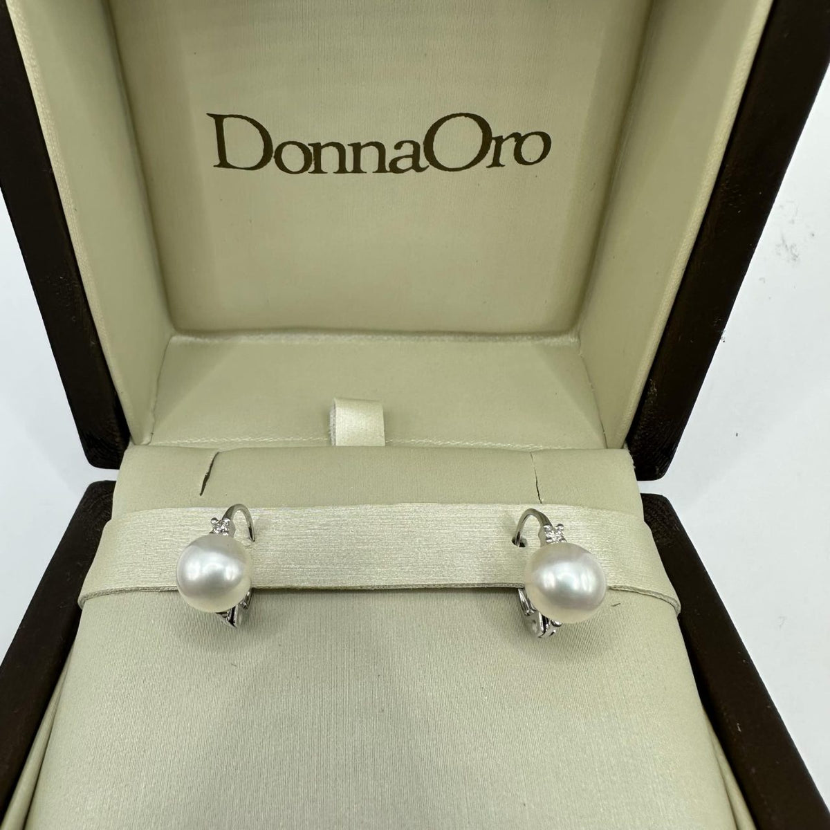 Orecchini Donna Ora con Perle Naturali mm 7-7,5 e Diamanti