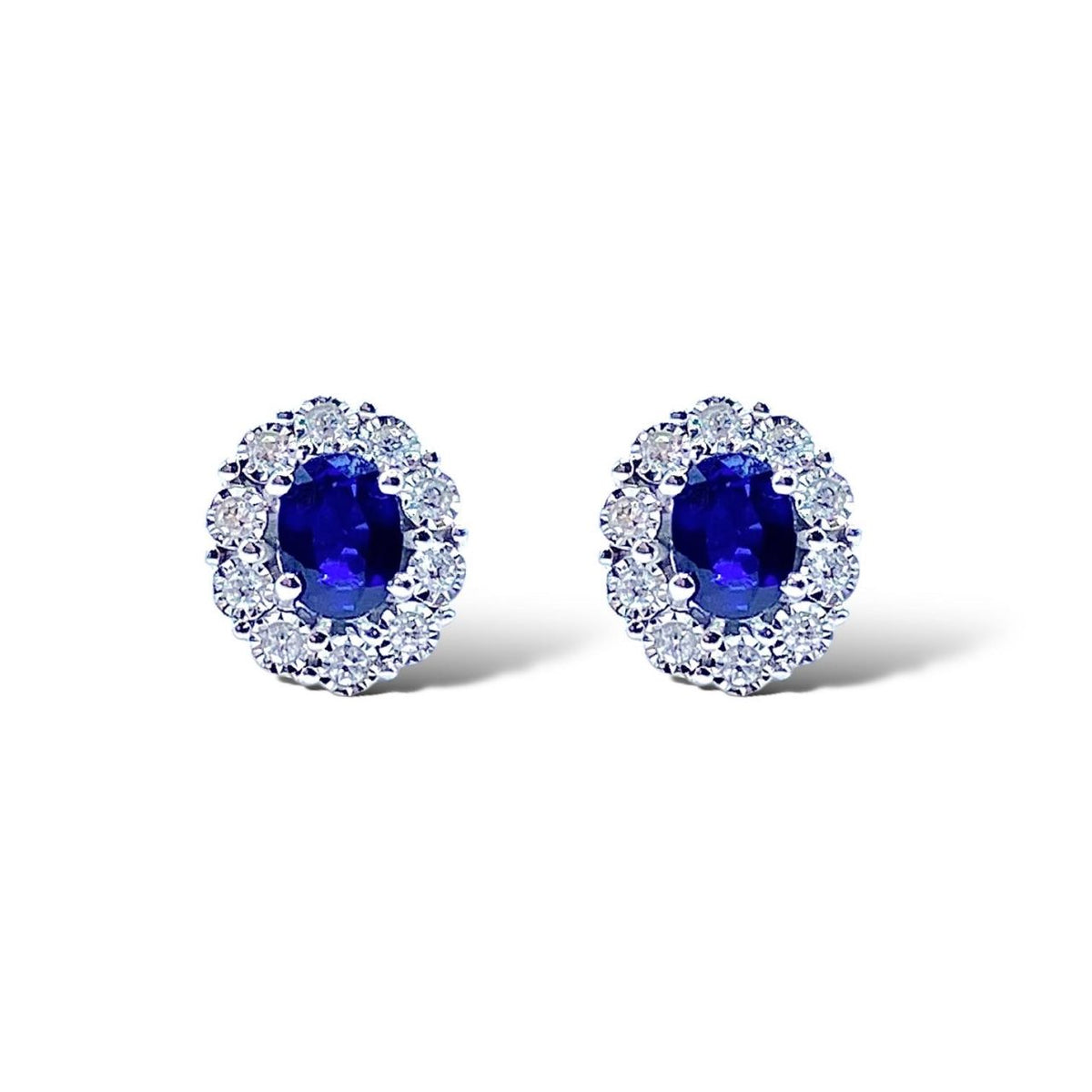 Orecchini Donna Oro 18KT con Zaffiri Ct. 0.40 e Diamanti