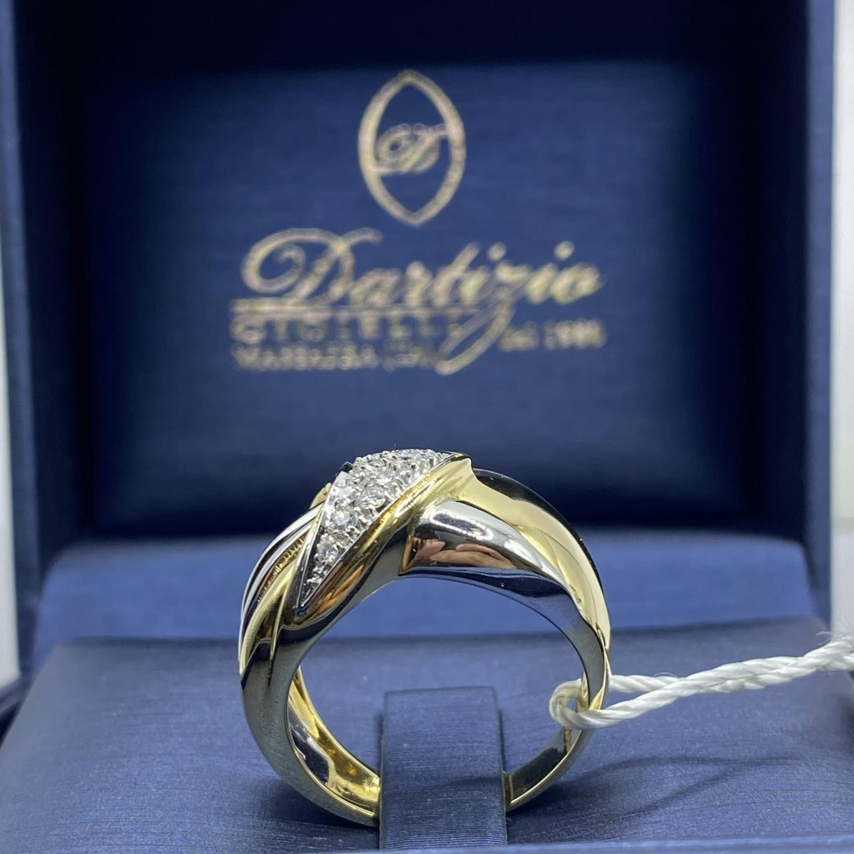 Anello a Fascia in Oro 18KT Bicolore con Diamanti