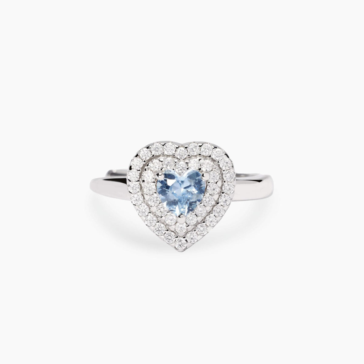 Anello con Cuore in Acquamarina Sintetica
