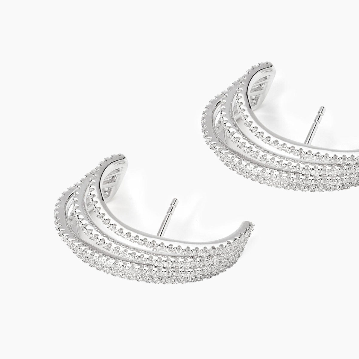 Orecchini Donna Mabina Semi cerchi in Argento con Zirconi