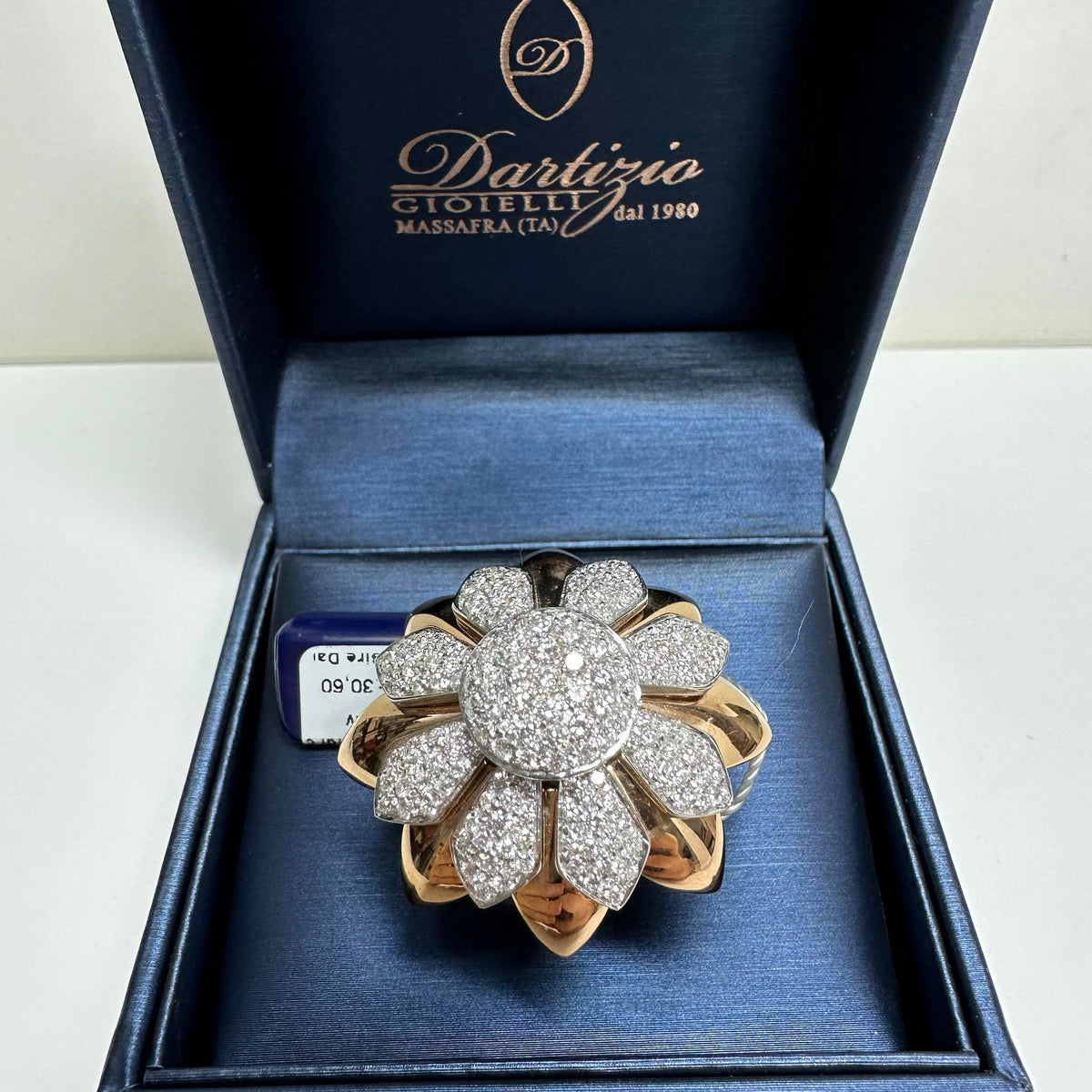 Anello Dartizio Gioielli a Fiore in Oro 18KT 18KT e Rosè con Diamanti