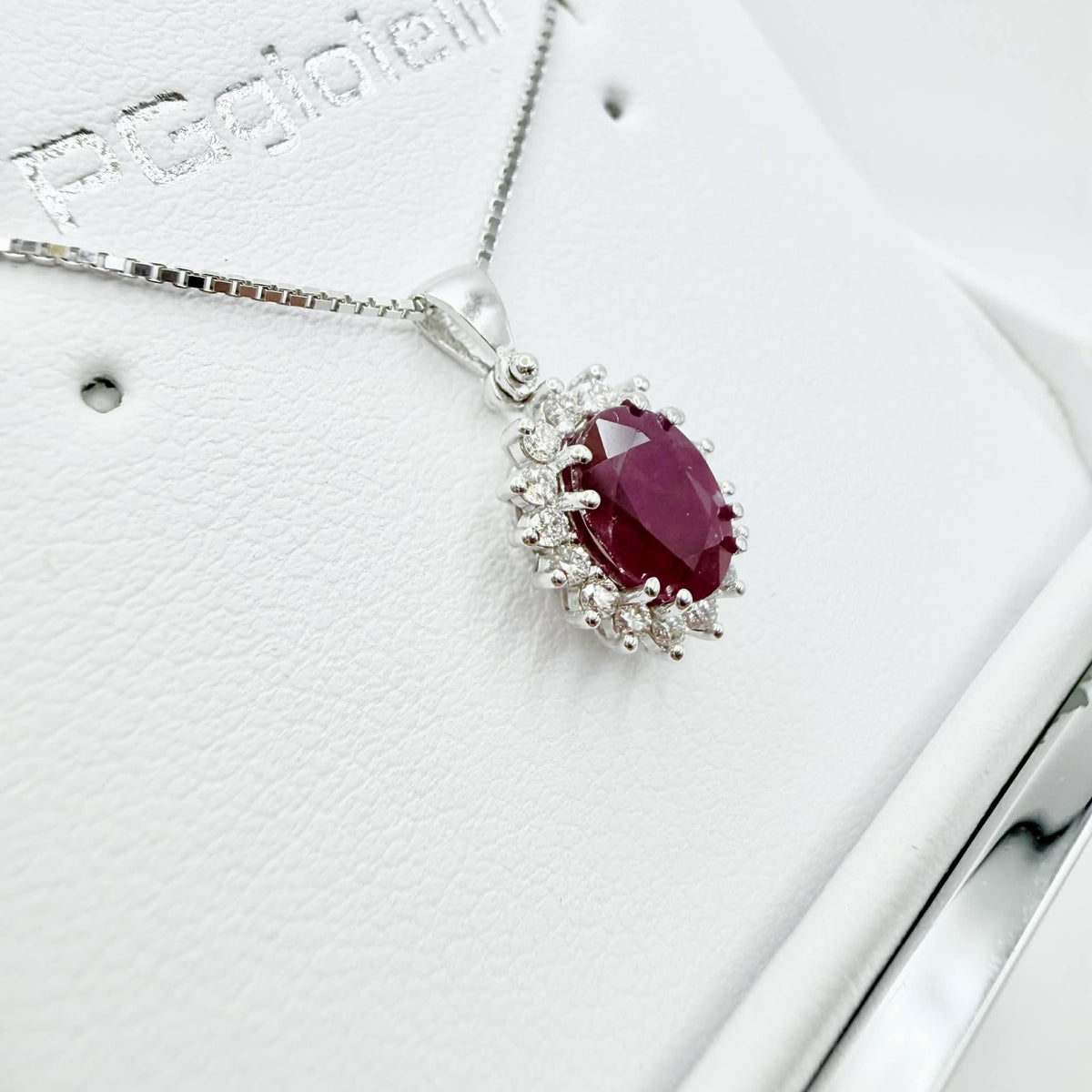 Collana Donna PG Gioielli con Rubino ct. 0,80 e Diamanti