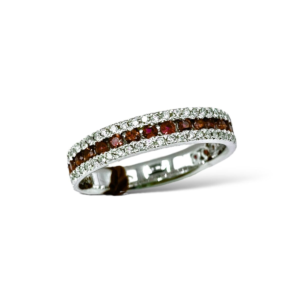 Anello Veretta Donna PG Gioielli con Rubini Ct 0.46 e Diamanti