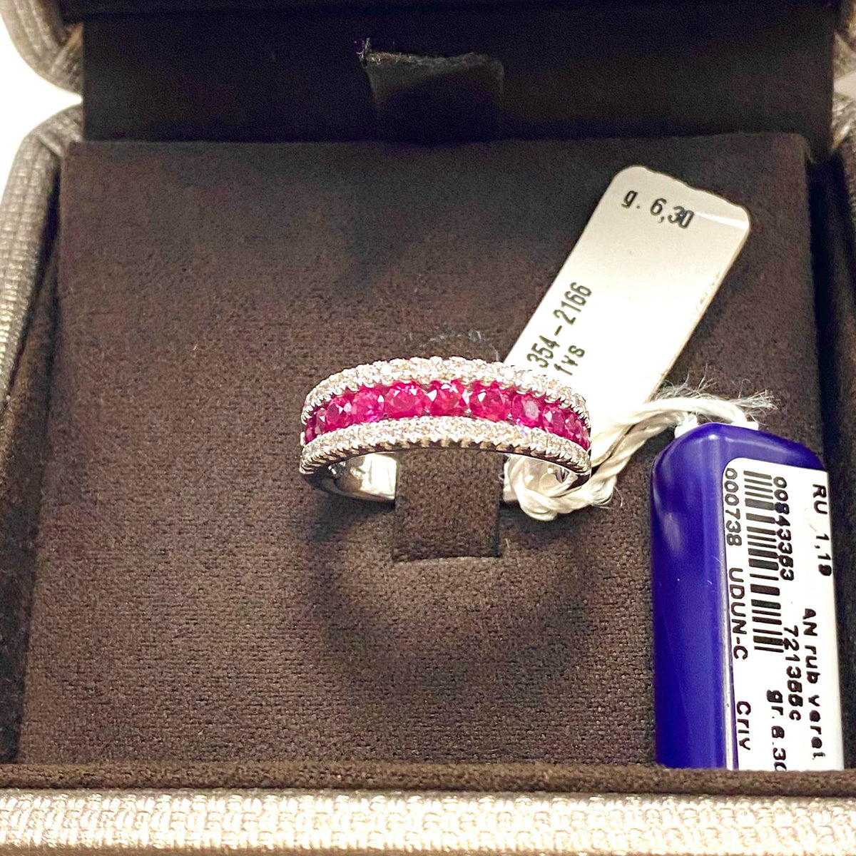 Anello Donna Veretta Crivelli con Rubini Ct. 1,19 e Diamanti