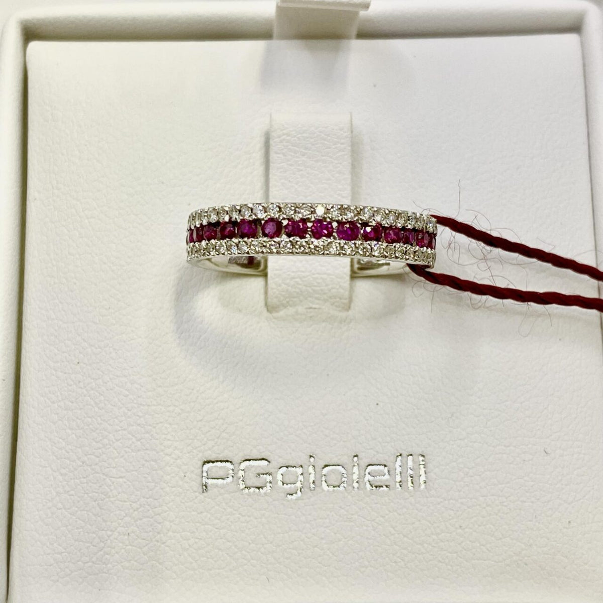 Anello Veretta Donna PG Gioielli con Rubini Ct 0.46 e Diamanti