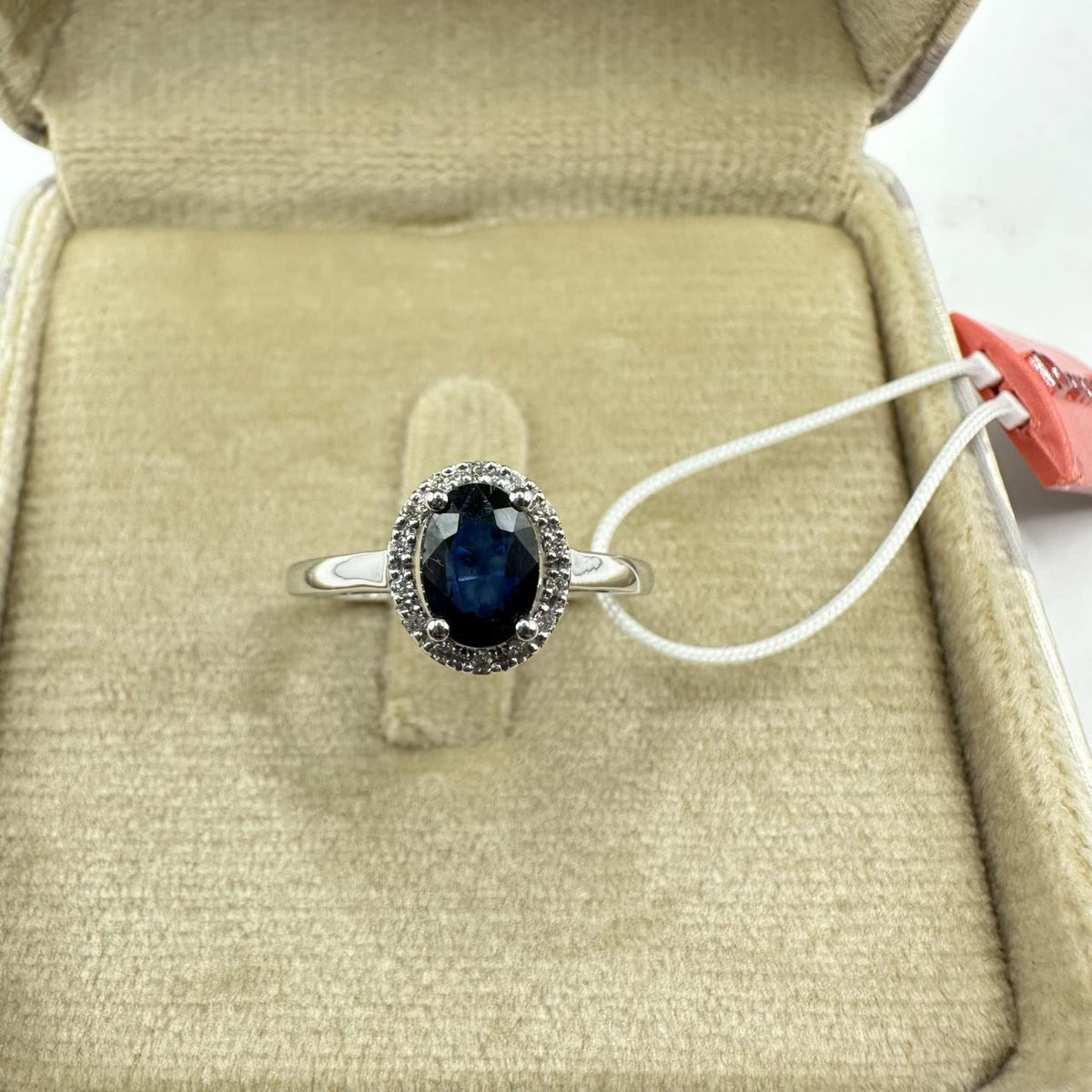 Anello Rosetta Donna Oro 18KT con Zaffiro Ct. 0.90 e Diamanti
