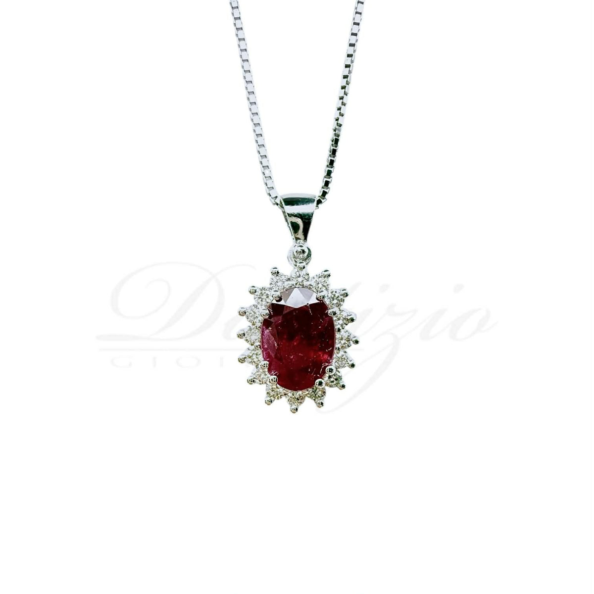 Collana Donna PG Gioielli con Rubino ct. 0,80 e Diamanti