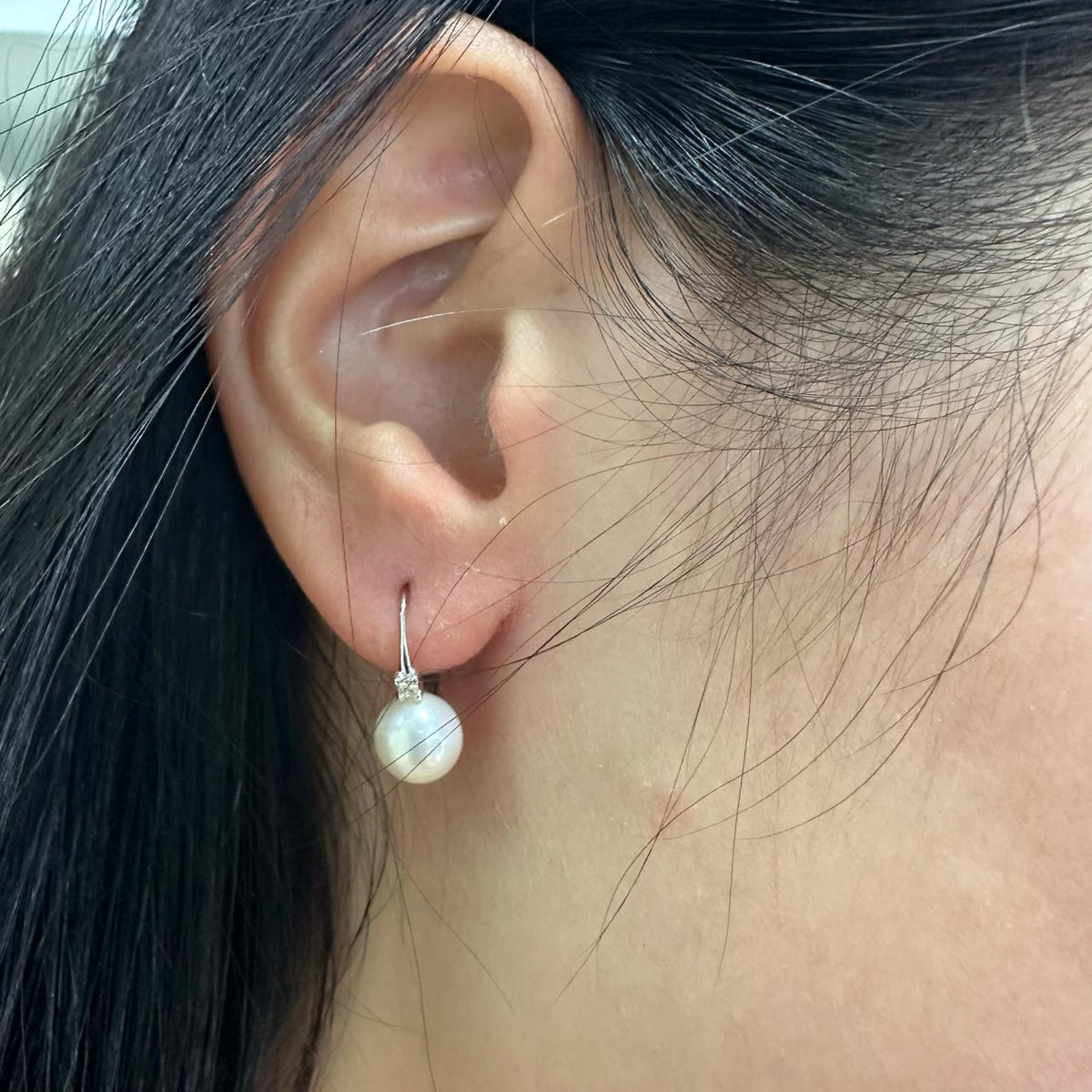 Orecchini Donna Ora con Perle Naturali mm 7-7,5 e Diamanti