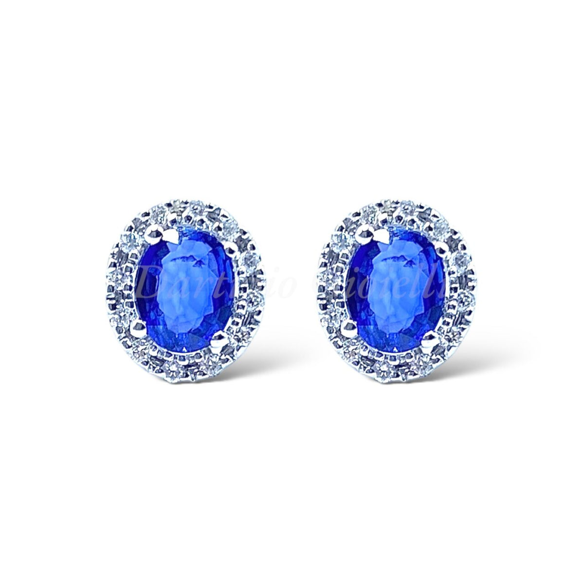 Orecchini Donna Oro 18KT con Zaffiri Ct 0.84 e Diamanti