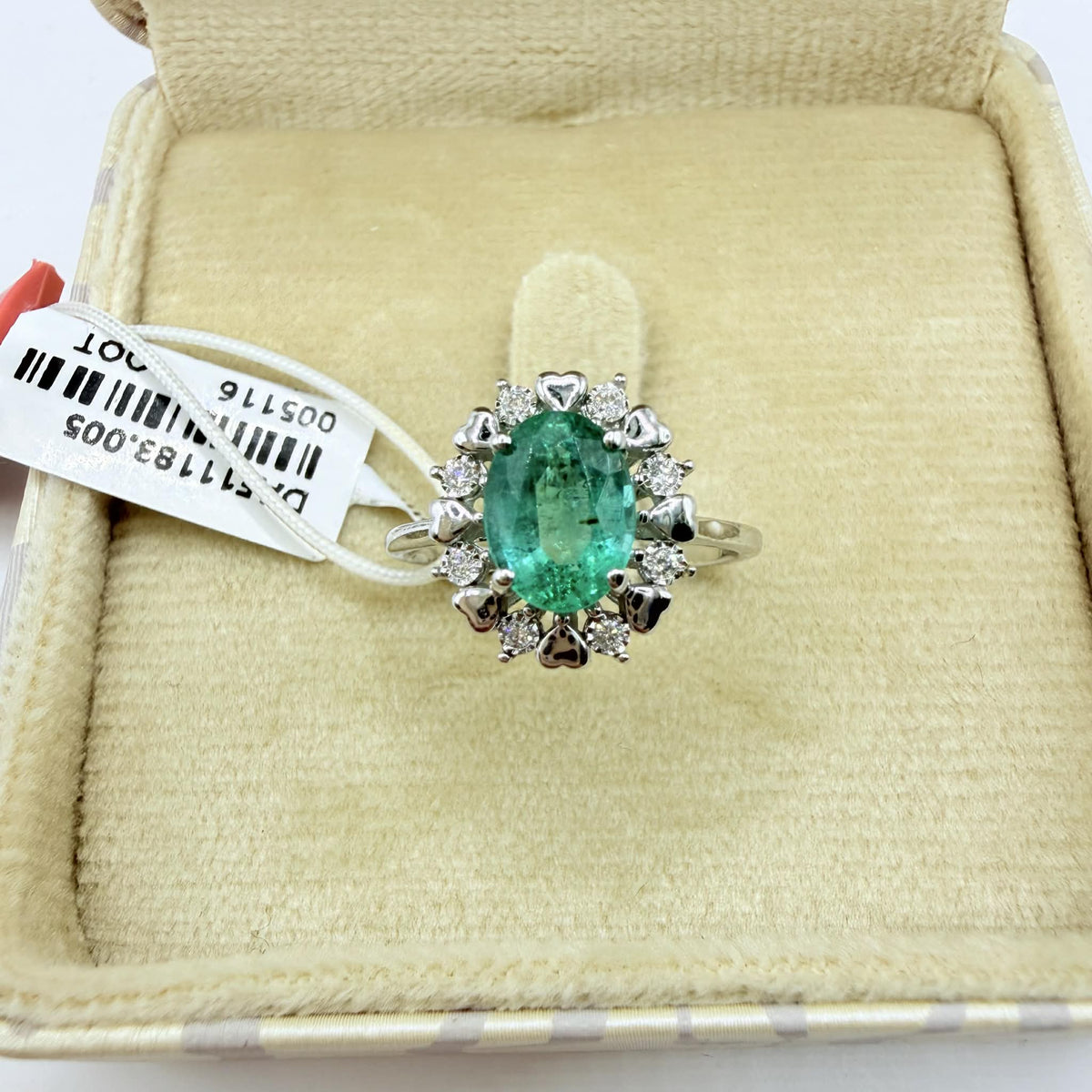 Anello a Rosetta Donna Oro 18KT con Smeraldo Ct. 1,20