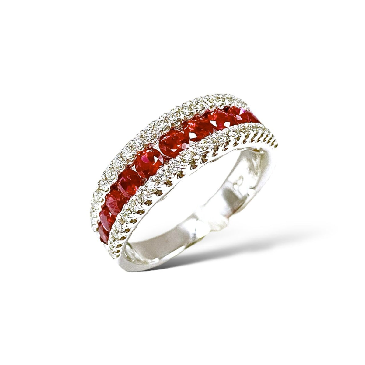 Anello Donna Veretta Crivelli con Rubini Ct. 1,19 e Diamanti