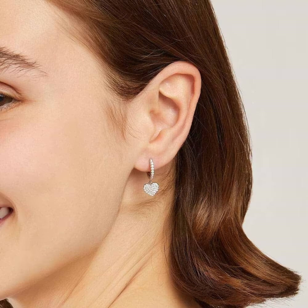 Orecchini Stroili a cerchio con cuori in argento 925 e zirconi