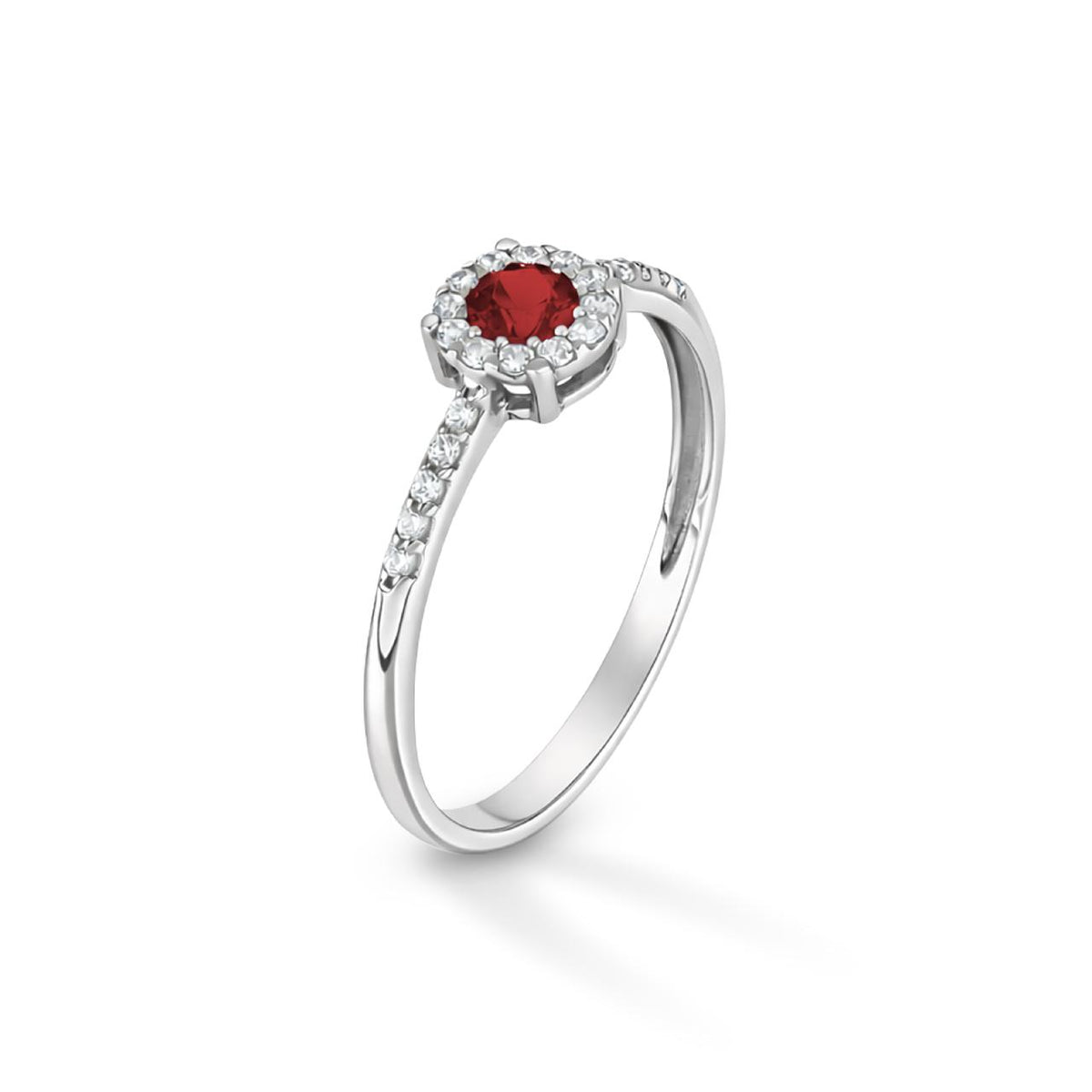 Anello iGold modello Magic in Oro Bianco 9Kt e Zircone Rosso