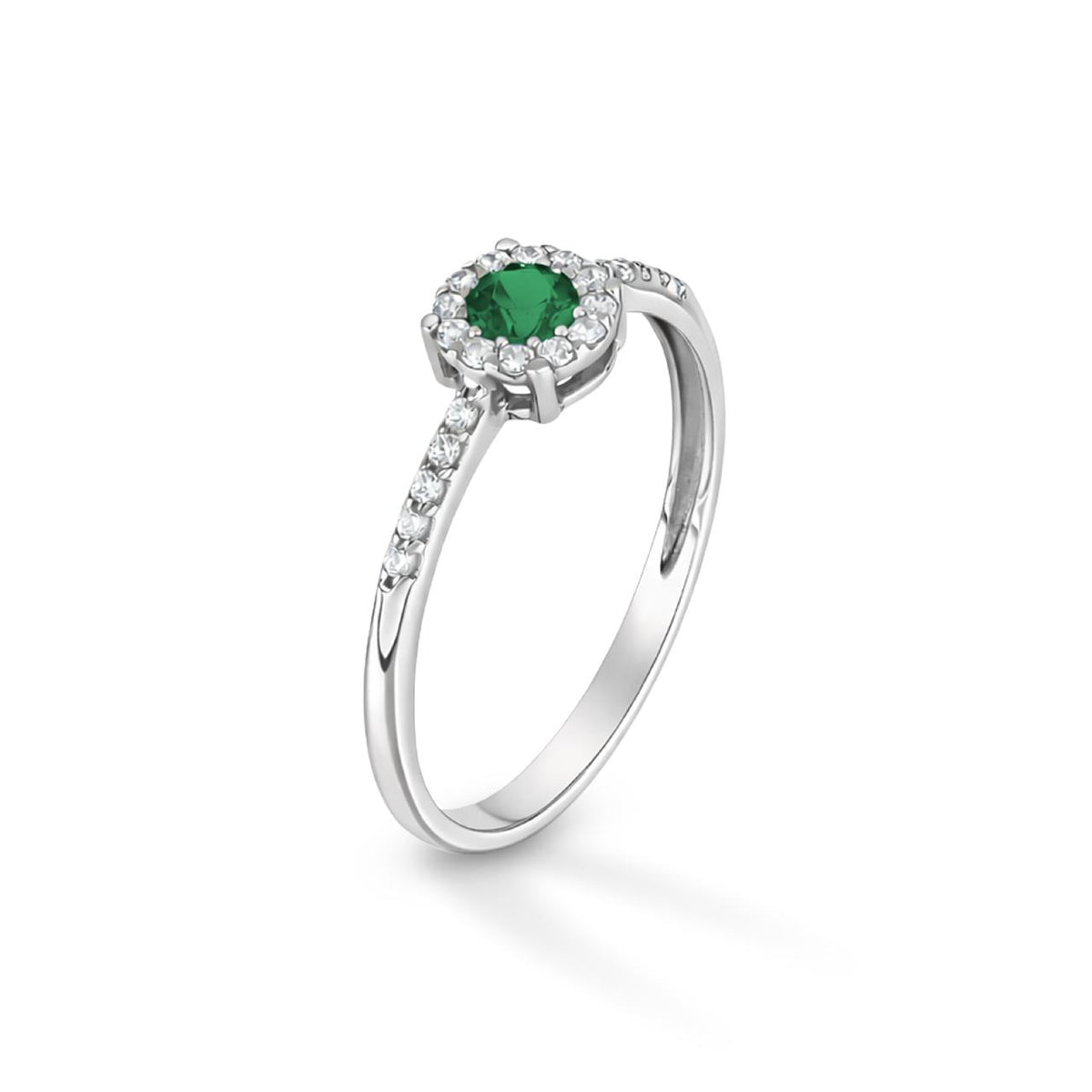 Anello iGold modello Magic in Oro Bianco 9Kt e Zircone Verde