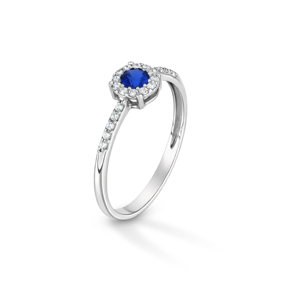 Anello iGold modello Magic in Oro Bianco 9Kt e Zircone Blu