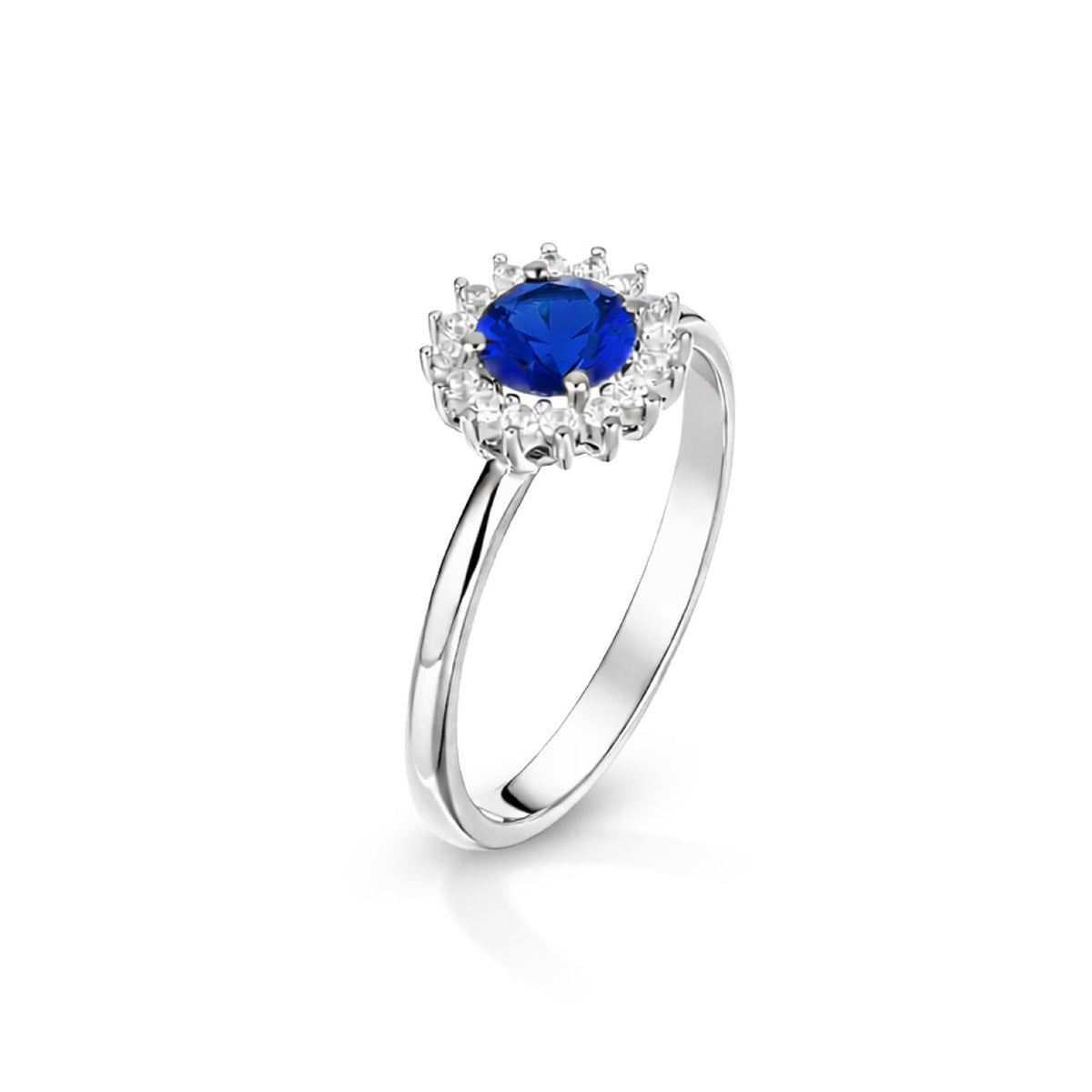 Anello iGold modello Kate in Oro Bianco 9Kt e Zircone Blu