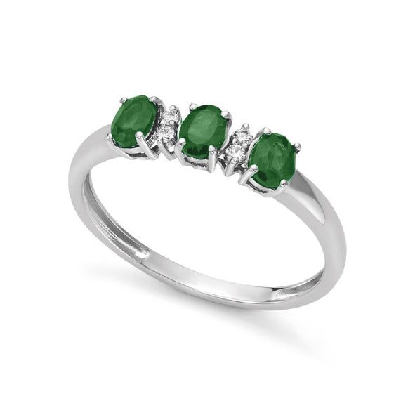 Anello Trilogy Donna Oro 18KT con Smeraldi Ct. 0.45 e Diamanti
