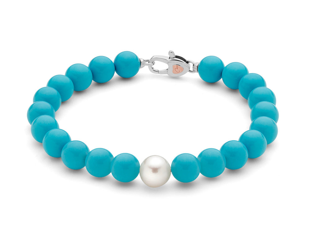 Bracciale Donna Miluna in Argento con Turchese e Perla